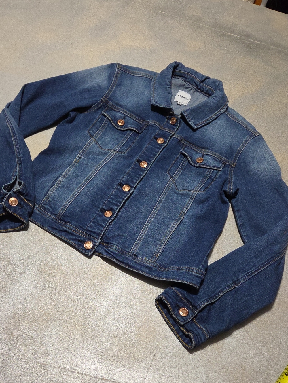 Kensie Medium Blue Denim Jacket with Copper Buttons